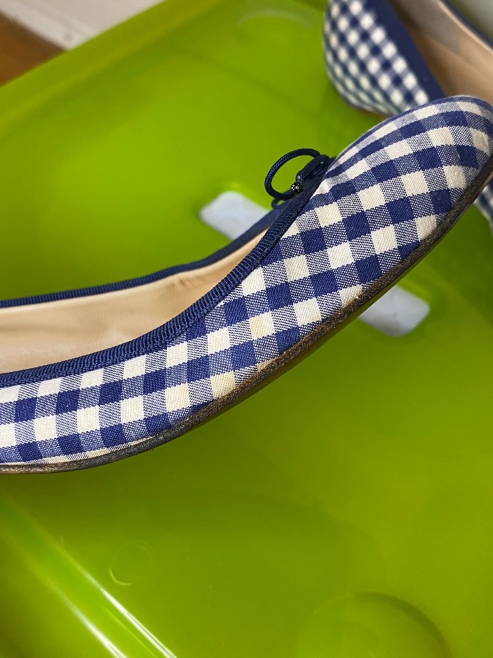 Christian Louboutin Blue and White Gingham Ballet Flats - Picture 10 of 11